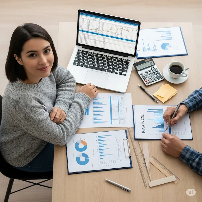 Young women working in laptop for tax and finance chart for professionals and businesses. explore our free and premium resources