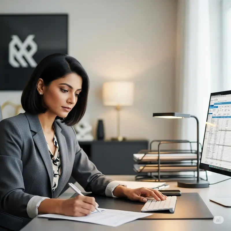 Business professional writing SOP and process improvement checklist for productivity, automation, and compliance management