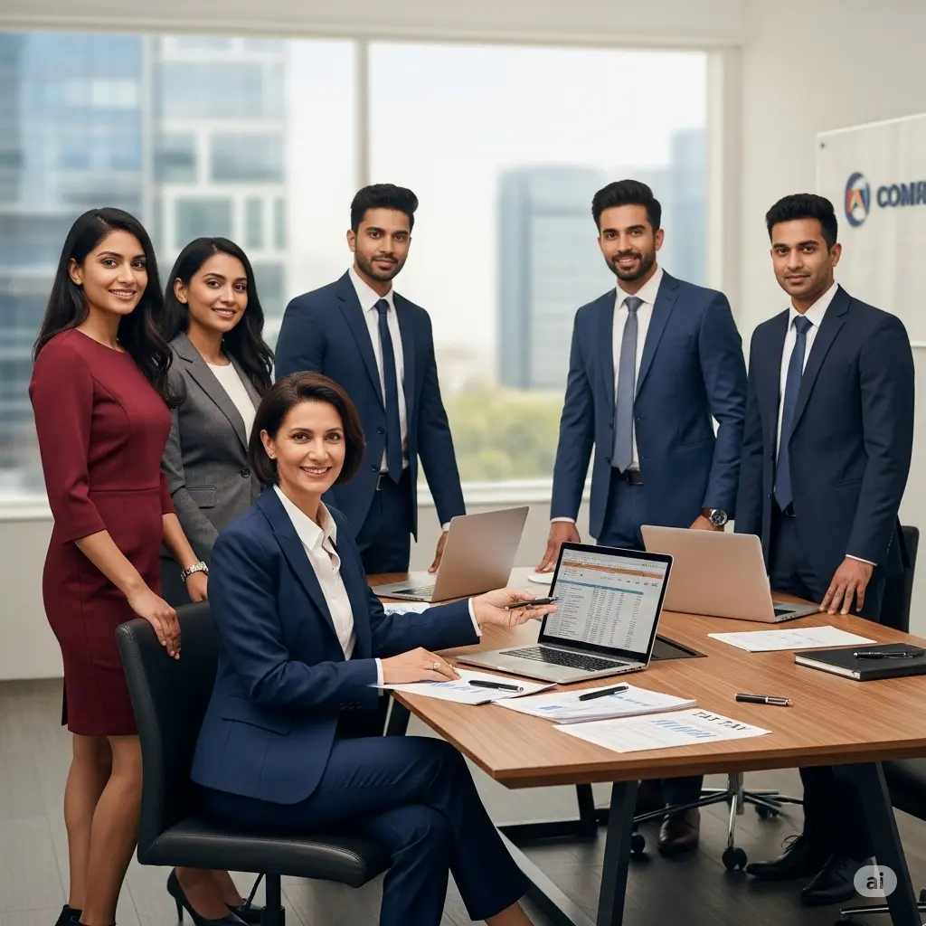 TaxBizMantra professionals in a modern office, working together on tax, compliance, and business growth strategies.