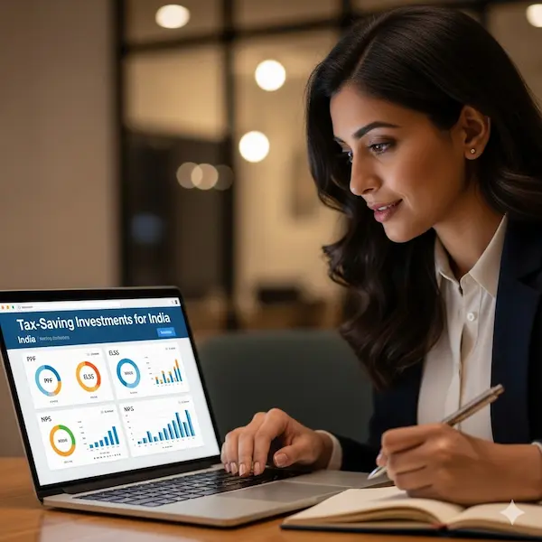 Women reviewing the tax saving investment of FY 2025-26 for Income tax India