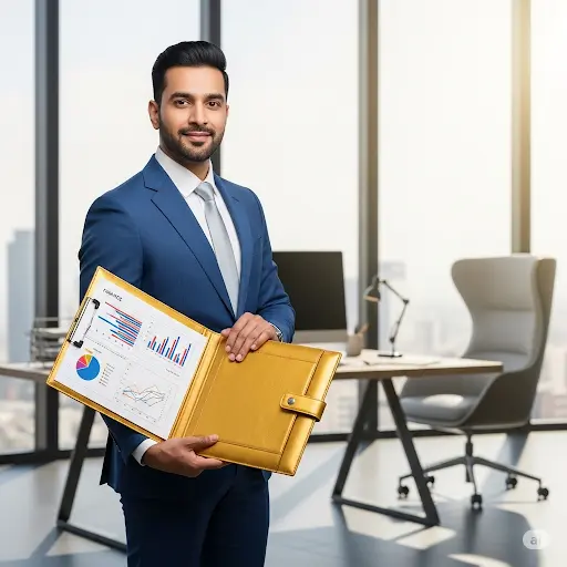 Young men holding Premium accounting templates and tax planning resources