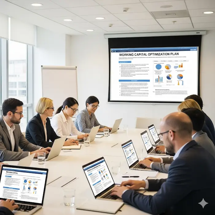 Professional discussing the working capital optimization plan to improve the ccc