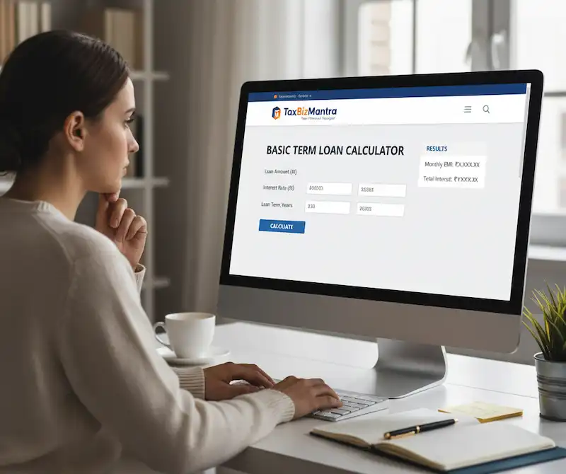women is using the basic term loan emi calculators online
