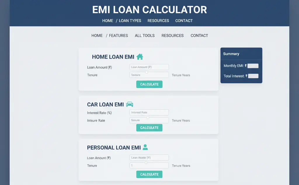 3 in one emi calculators- home loan, car loan and personal loan emi