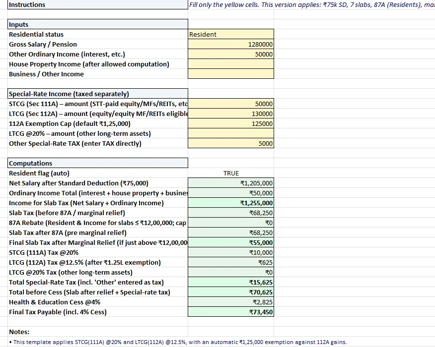 Income tax calculator AY 2026-27 screenshot