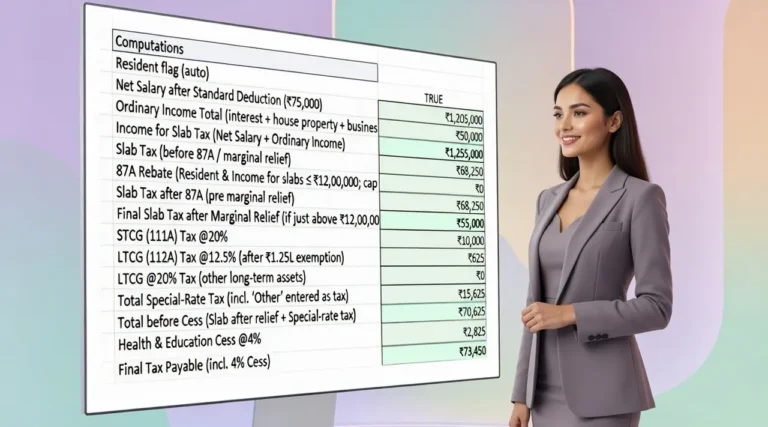Income Tax Calculator AY 2026–27 free Excel download