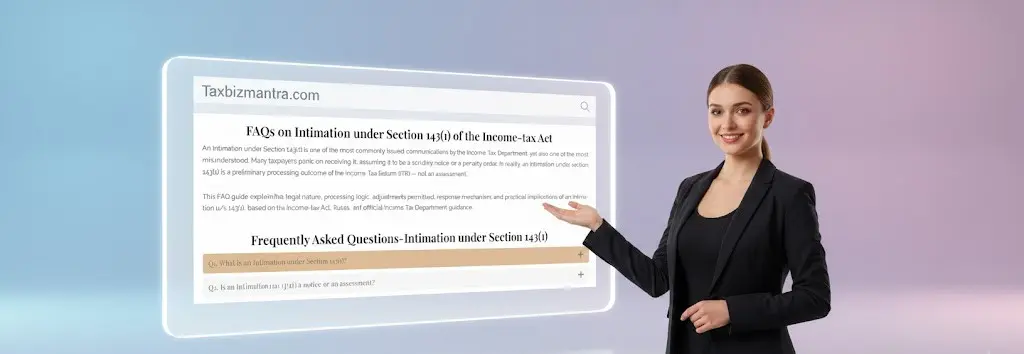 Income Tax Return processing outcome showing intimation under Section 143(1)