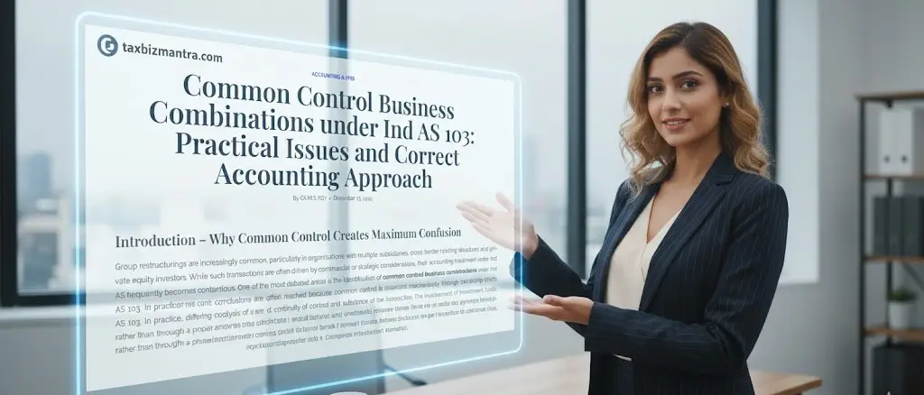 Senior finance professional presenting pooling versus acquisition method under Ind AS 103