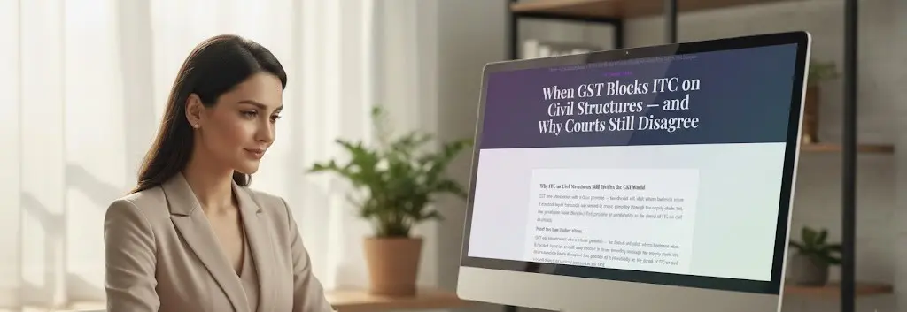 Professional discussion on GST ITC eligibility for civil structures and immovable property