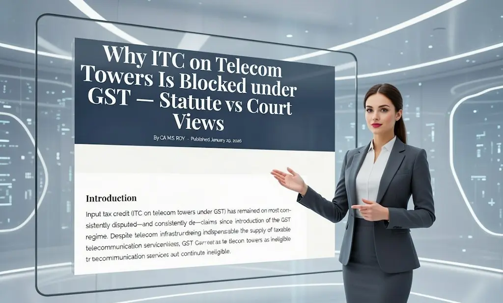 GST law blocking input tax credit on telecom towers classified as immovable civil structures