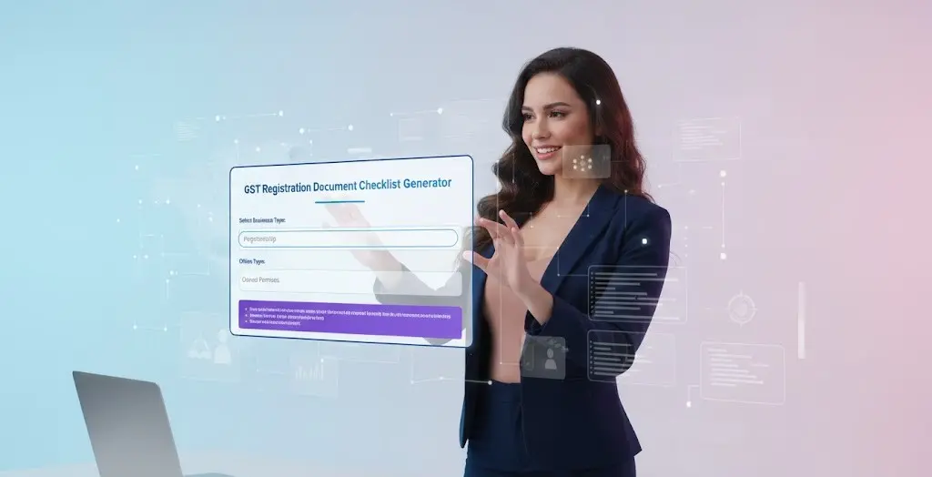 Online GST registration document checklist tool interface