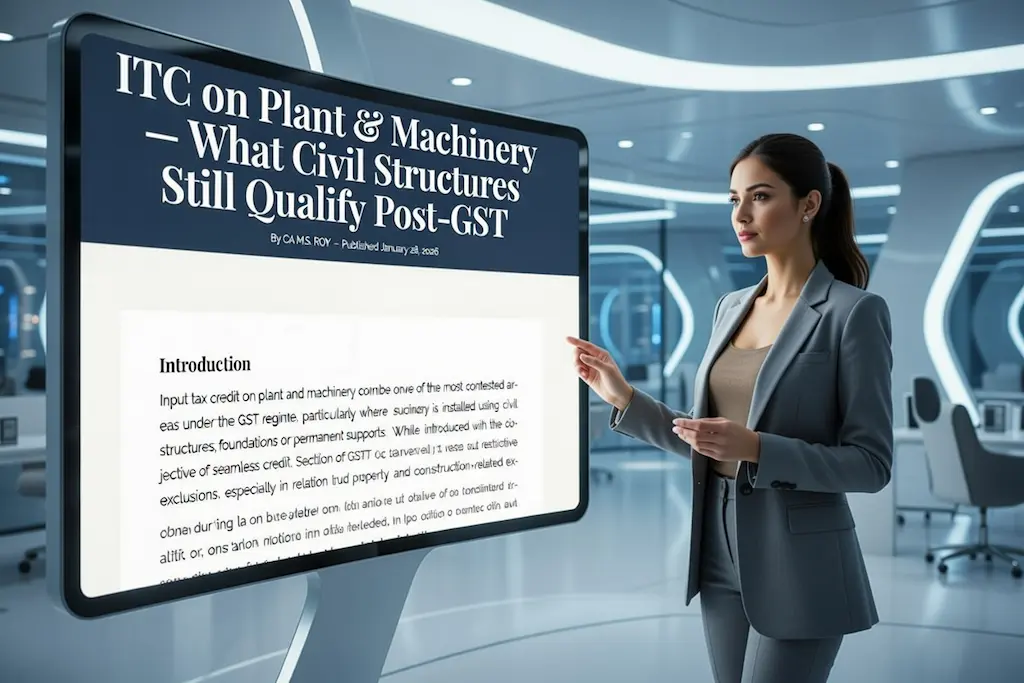 GST ITC disallowance on foundations and civil structures used for fixing plant and machinery