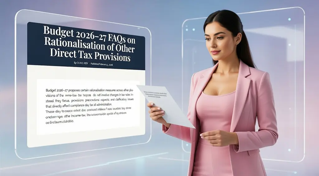 women is reading the FAQs on rationalisation of other direct tax provisions