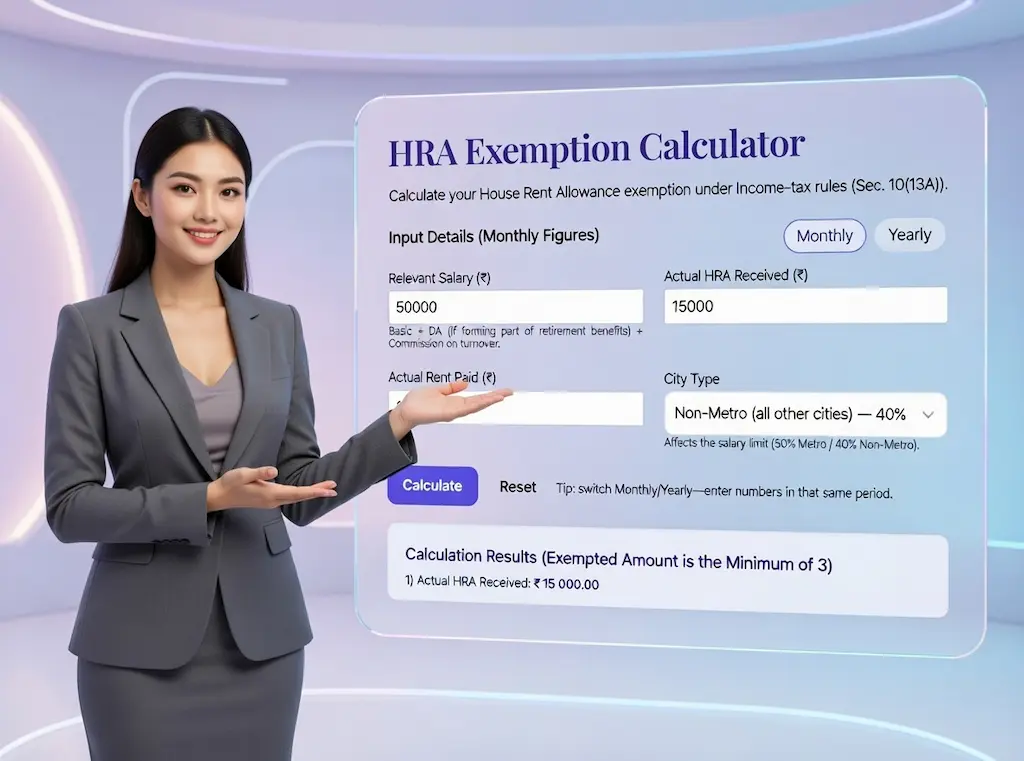 HRA Exemption Calculator demonstrated by women