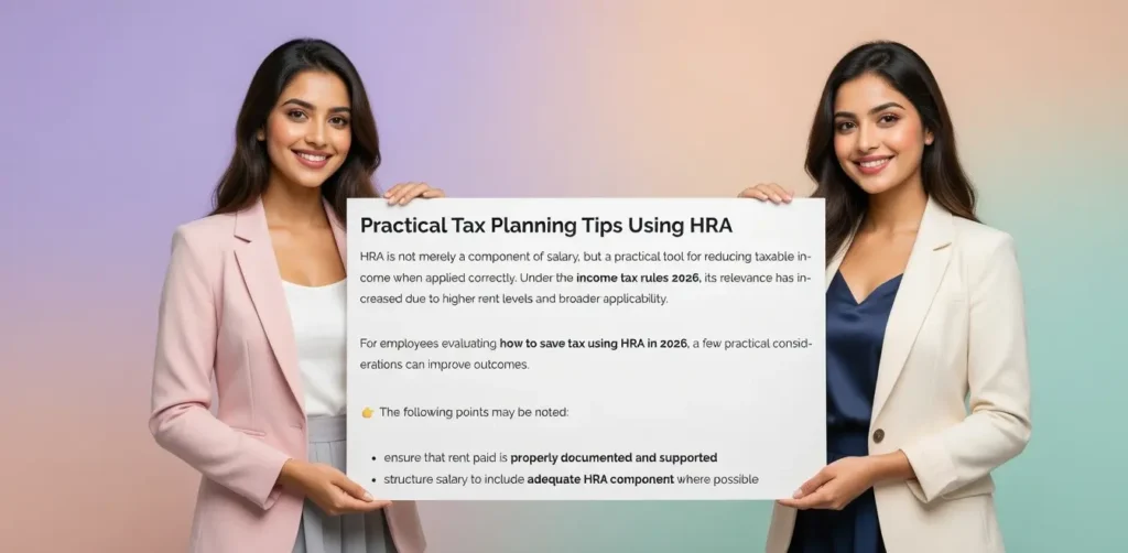 HRA calculation 2026 tax planning tips for salaried employees