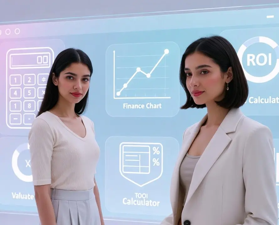 finance professionals analyzing data using free online finance calculators