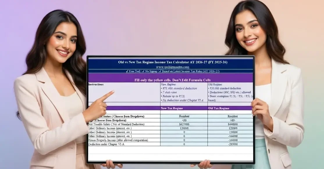 old vs new tax regime calculator ay 2026-27 excel comparison dashboard preview