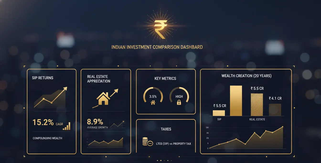 Twenty-year return comparison between SIP investing and real estate in India