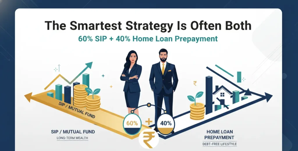 60 40 hybrid strategy SIP and home loan prepayment India
