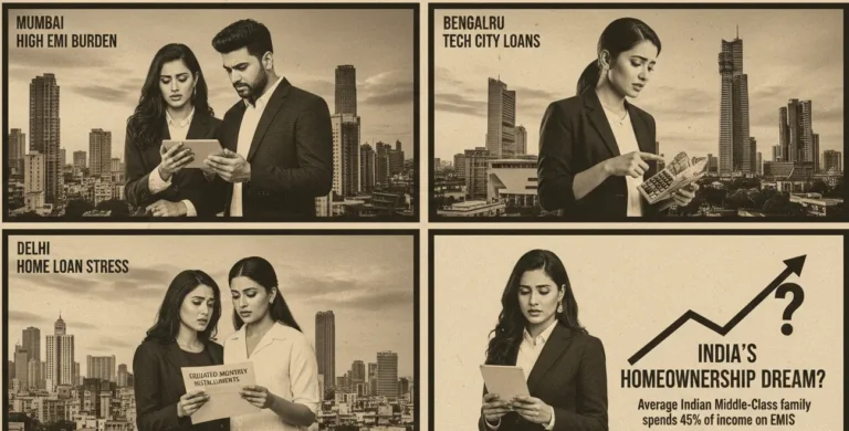EMI-to-income ratio for home loans in India — Indian family managing monthly home loan EMI and household budget