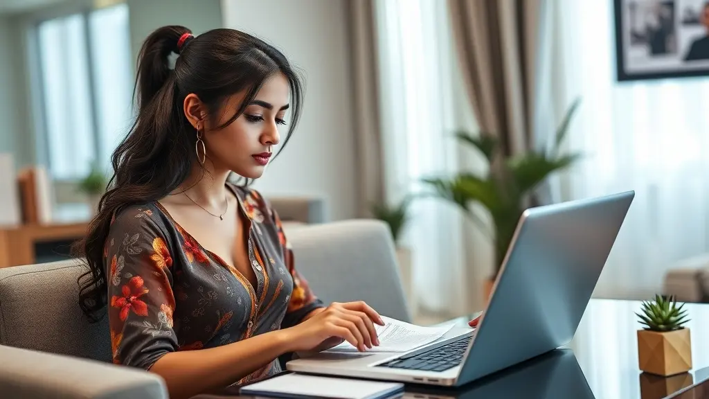 Woman reading complete ITR filing guide for FY 2025-26 on laptop at home office