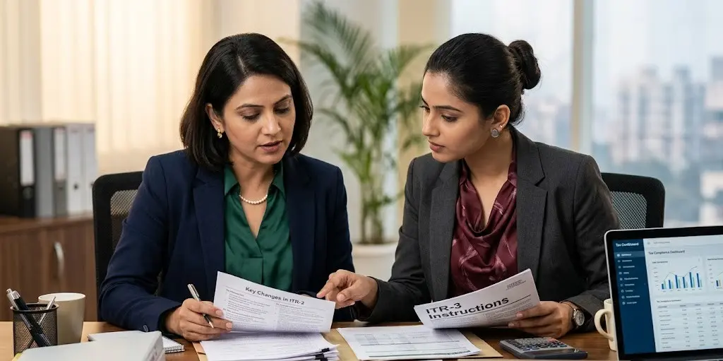 Tax consultant analysing revised ITR forms AY 2026-27 and reporting changes