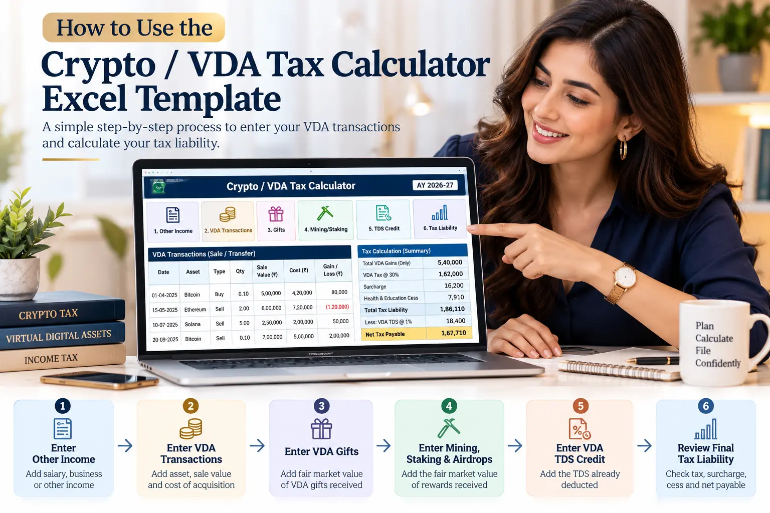 How to use the Crypto / VDA Tax Calculator Excel template step by step