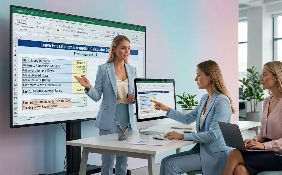 Download Leave Encashment Exemption Calculator Excel 2026-27 template