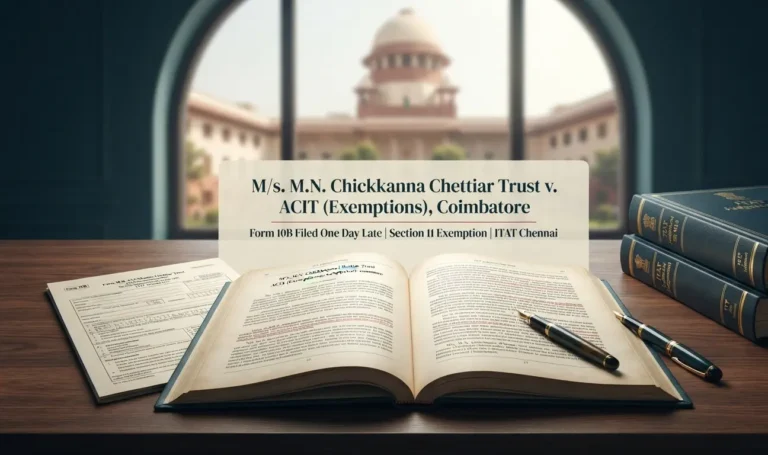 M.N. Chickkanna Chettiar Trust v. ACIT Form 10B filed one day late Section 11 exemption ITAT Chennai ruling