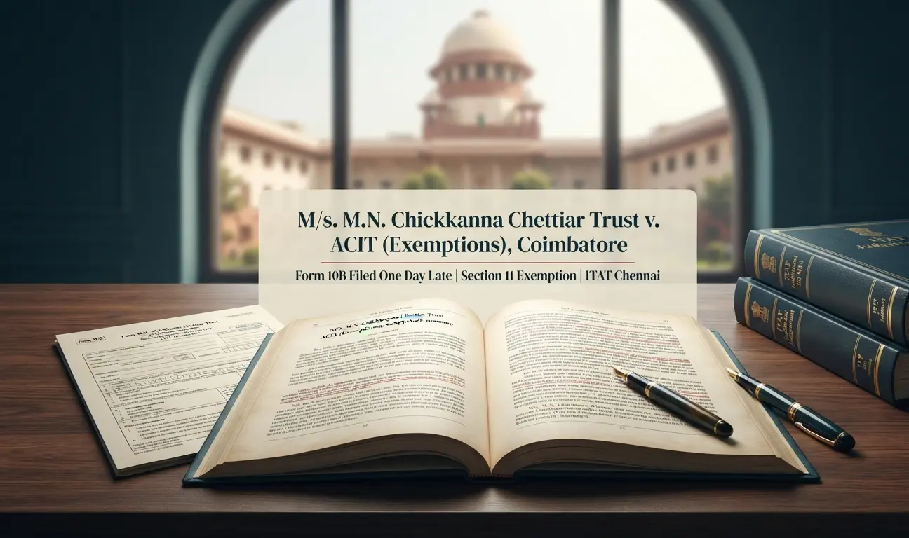 M.N. Chickkanna Chettiar Trust v. ACIT Form 10B filed one day late Section 11 exemption ITAT Chennai ruling