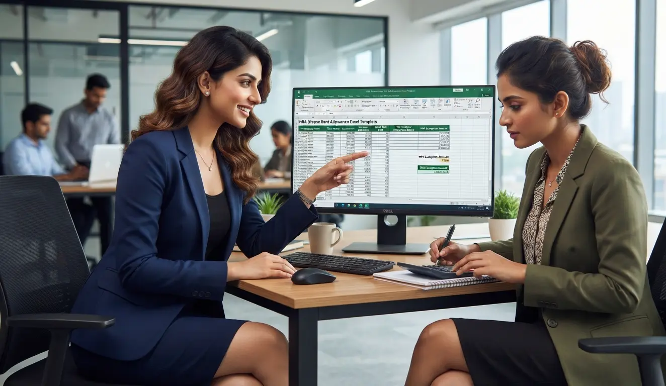 Steps for entering salary, HRA, rent, months and city in the HRA Excel calculator