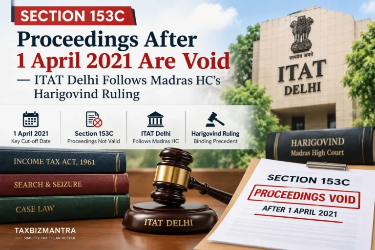Section 153C proceedings after 1 April 2021 – ITAT Delhi follows Madras High Court Harigovind ruling