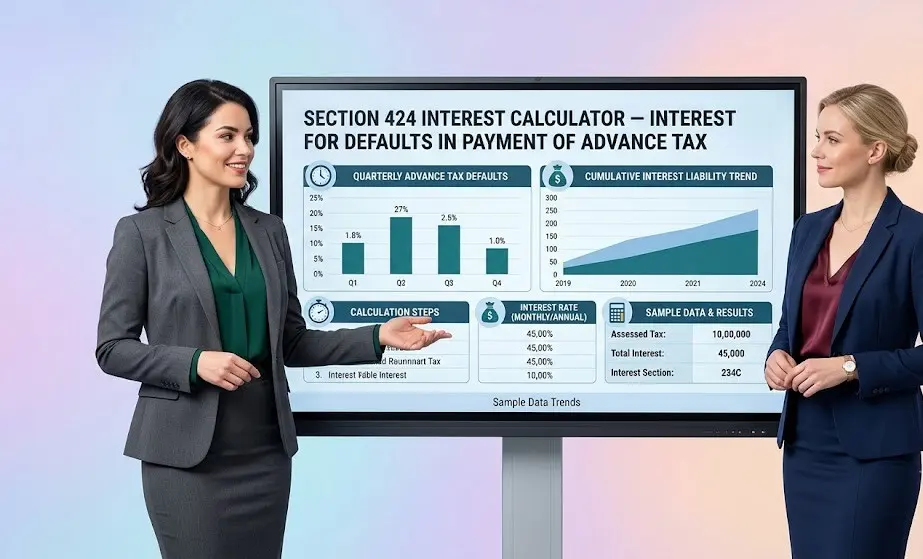 Section 424 Interest Calculator for defaults in payment of advance tax