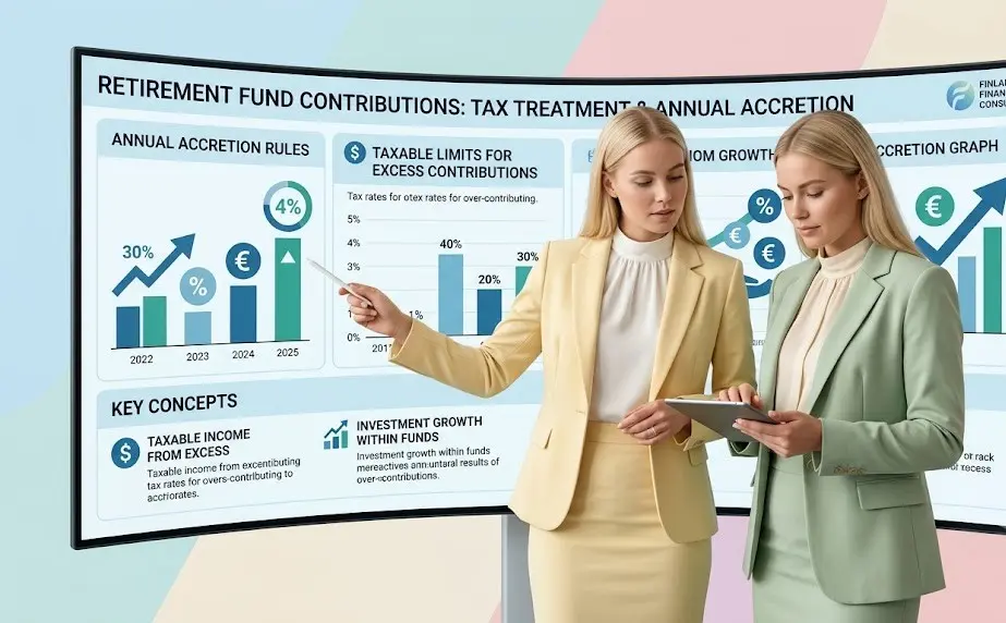 Tax treatment of excess employer retirement fund contributions and annual accretion