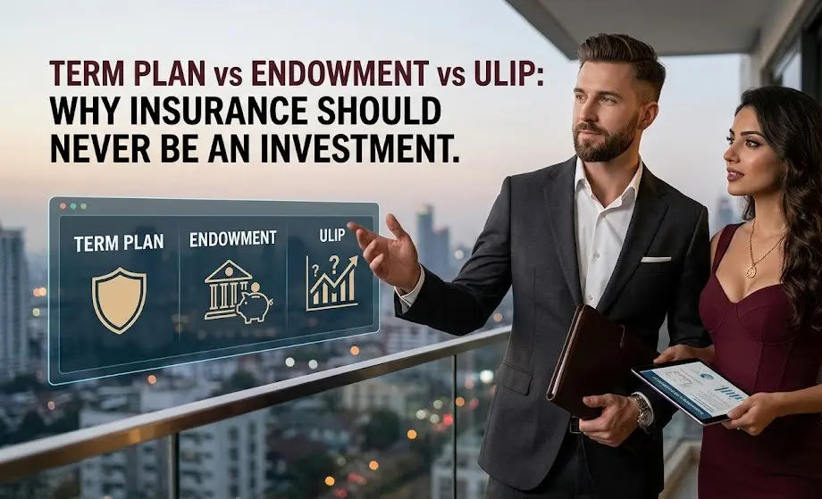 Term plan vs endowment plan vs ULIP showing the core differences in insurance protection, savings and investment