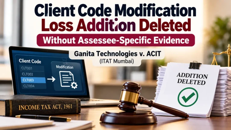 Client code modification loss Ganita Technologies vs ACit ITAT mumbai ruling