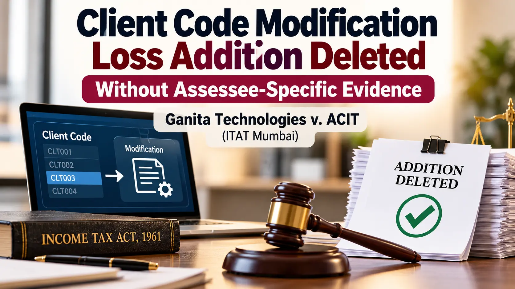 Client code modification loss Ganita Technologies vs ACit ITAT mumbai ruling