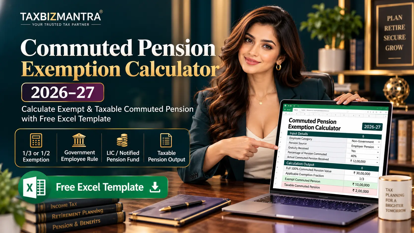 Commuted Pension Exemption Calculator Excel template 2026-27