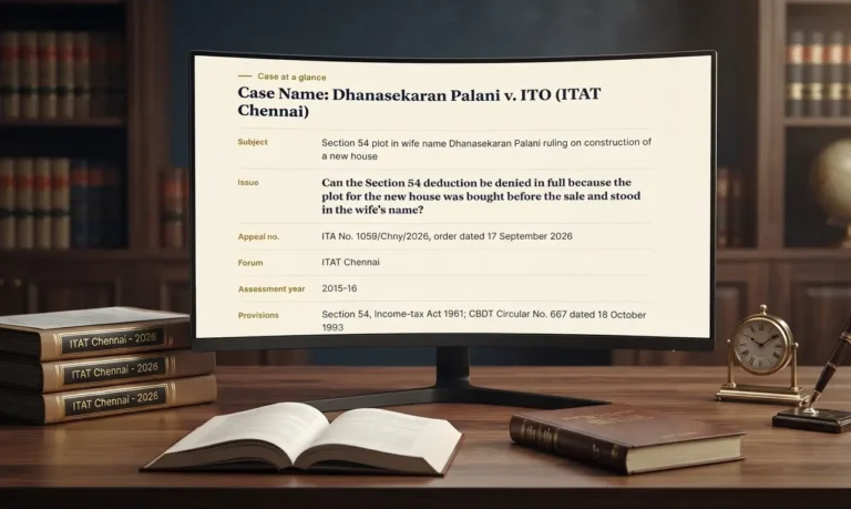 Section 54 plot in wife name Dhanasekaran Palani – ITAT Chennai ruling