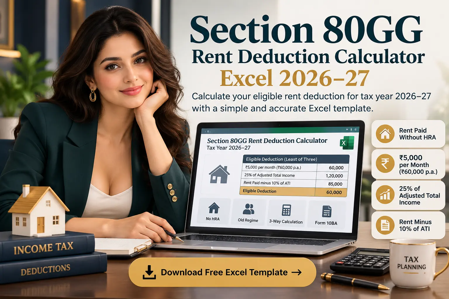 Section 80GG Rent Deduction Calculator Excel 2026–27